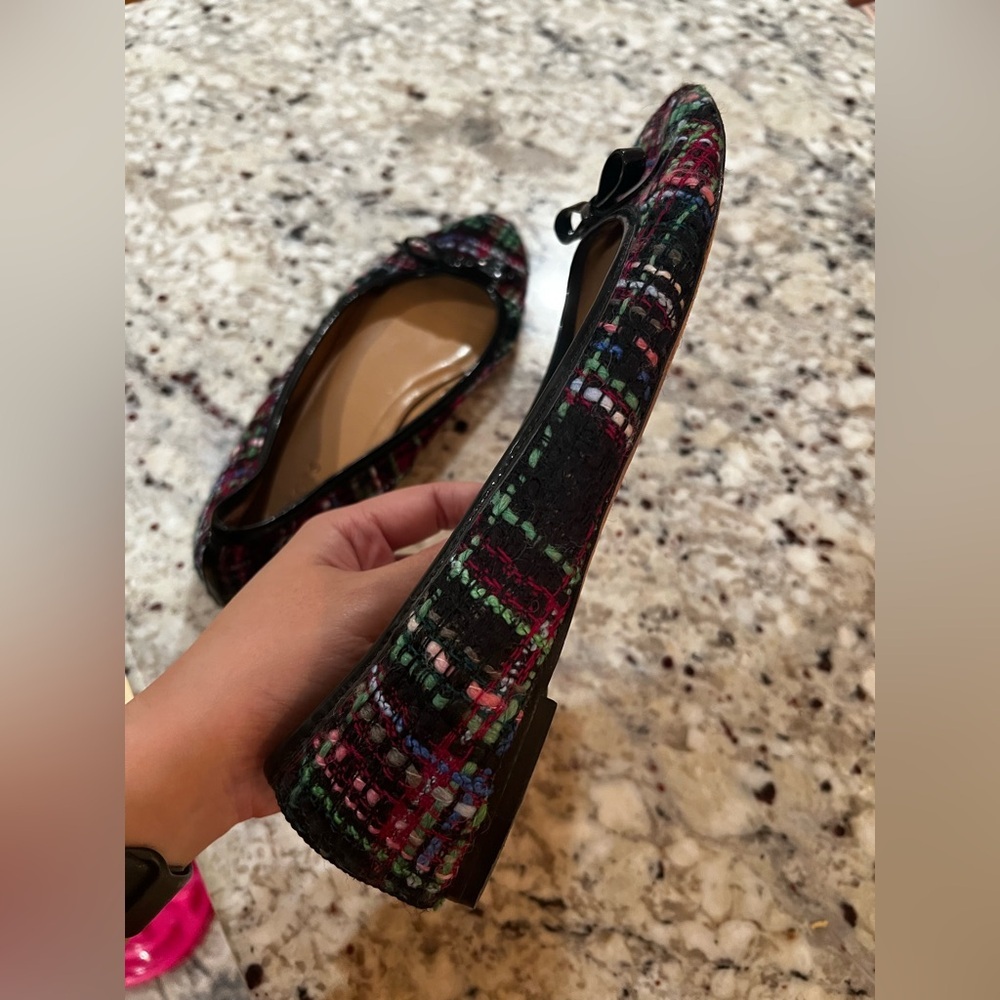Talbots Women's Tartan Plaid Ballet Flats Woven Multi Color Yarn Bow Size 9.5 - Picture 8 of 9